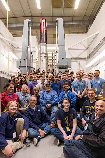 RockSat-X students with their payload on the balancing table at Wallops.